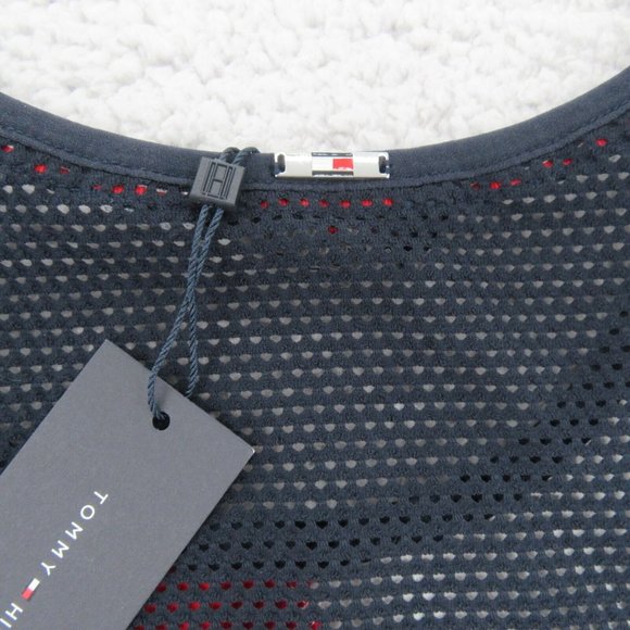 Tommy Hilfiger Swim Dress Cover-Up Mesh Navy Blue Red White Size S/M NEW $78 - Picture 9 of 13